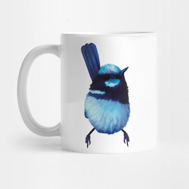 Superb Blue Fairy Wren. Gorgeous little bird showing off his beautiful blue plumage. Unique gift by PlumpPlumStudio